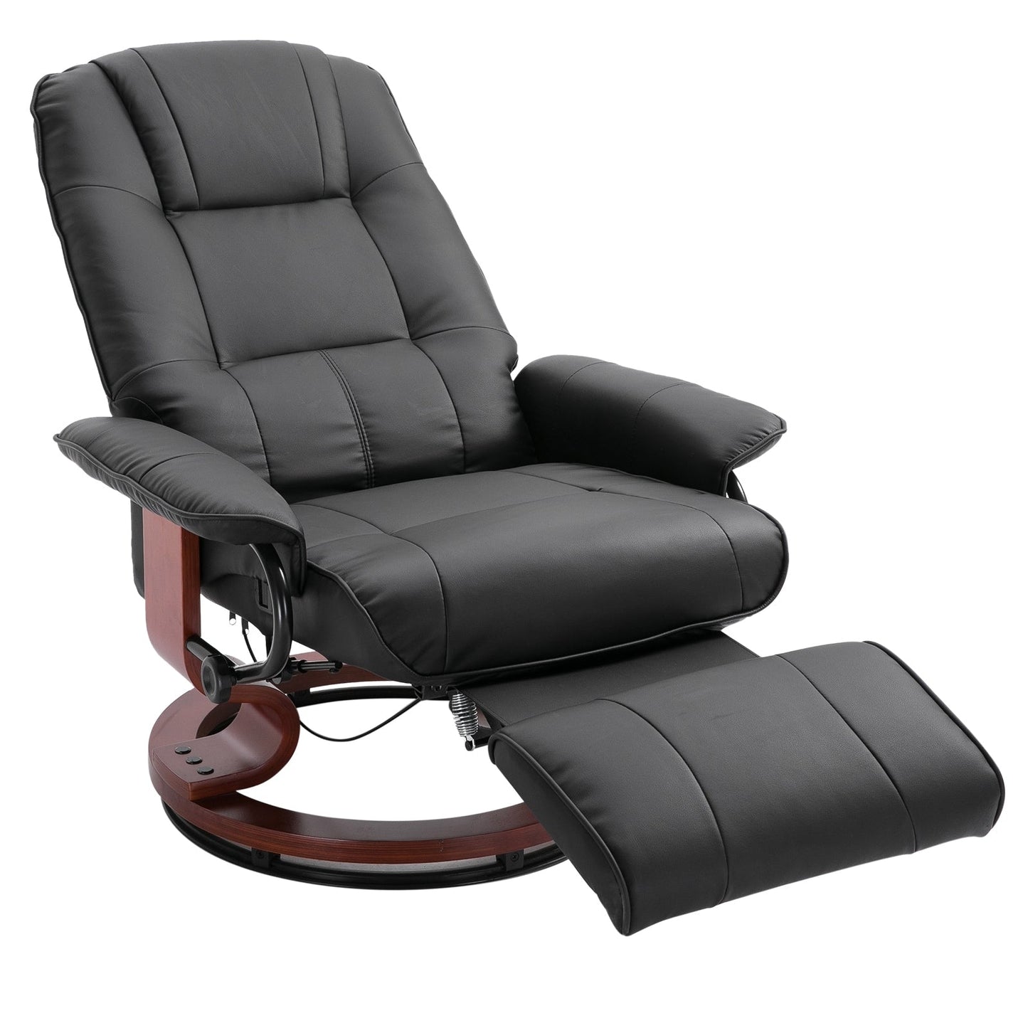 Fauteuil inclinable pivotant à base manuelle réglable en simili cuir avec repose-pieds confortable et relaxant de la marque HomCom