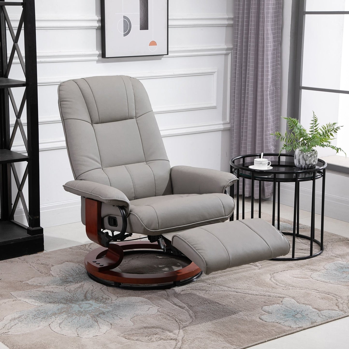 Fauteuil inclinable pivotant à base manuelle réglable en simili cuir avec repose-pieds confortable et relaxant de la marque HomCom