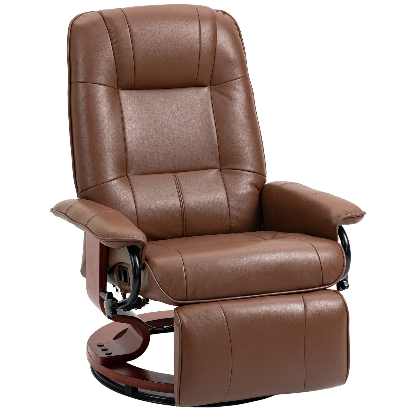 Fauteuil inclinable pivotant à base manuelle réglable en simili cuir avec repose-pieds confortable et relaxant de la marque HomCom