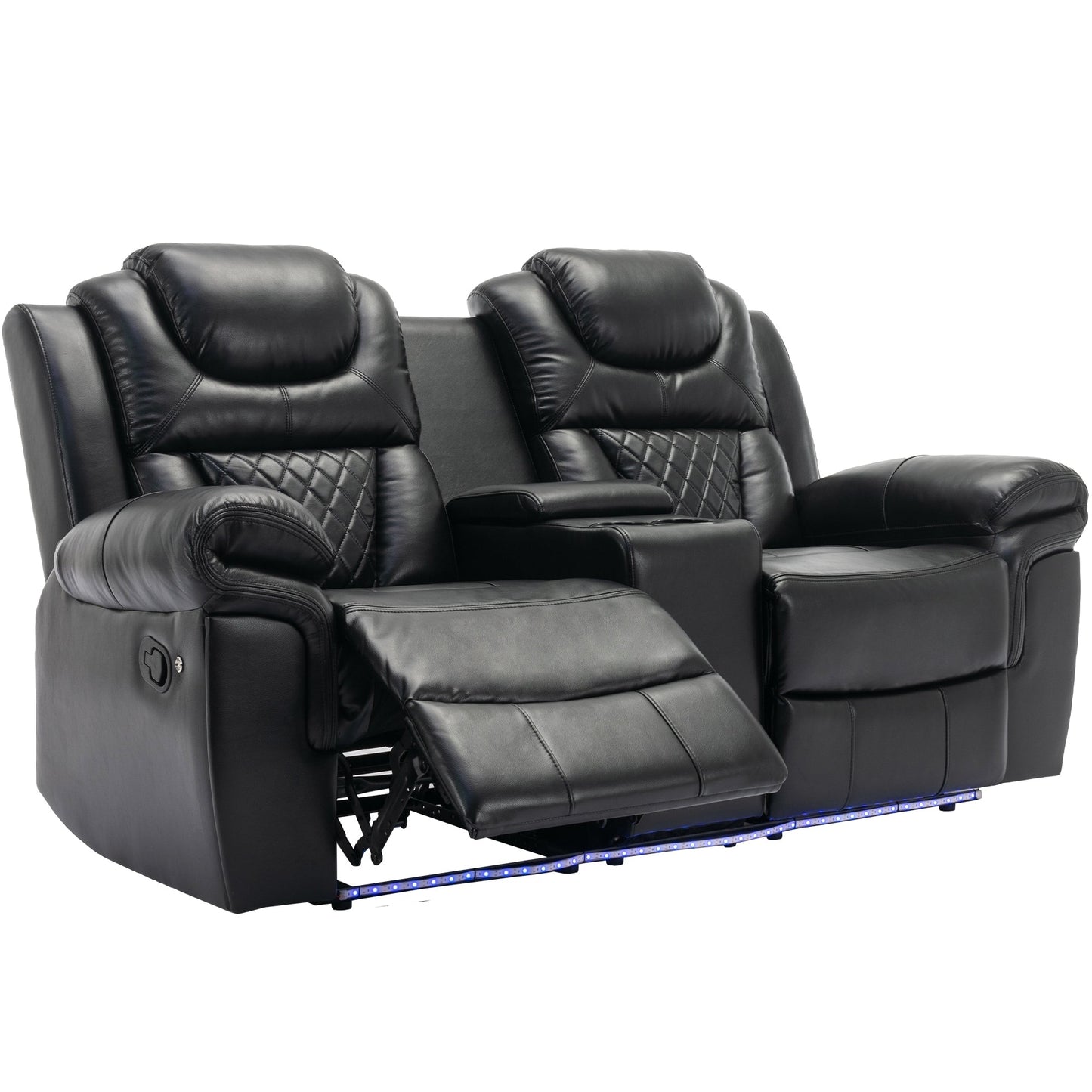 Fauteuil inclinable manuel pour cinéma maison avec rangement intégré.
