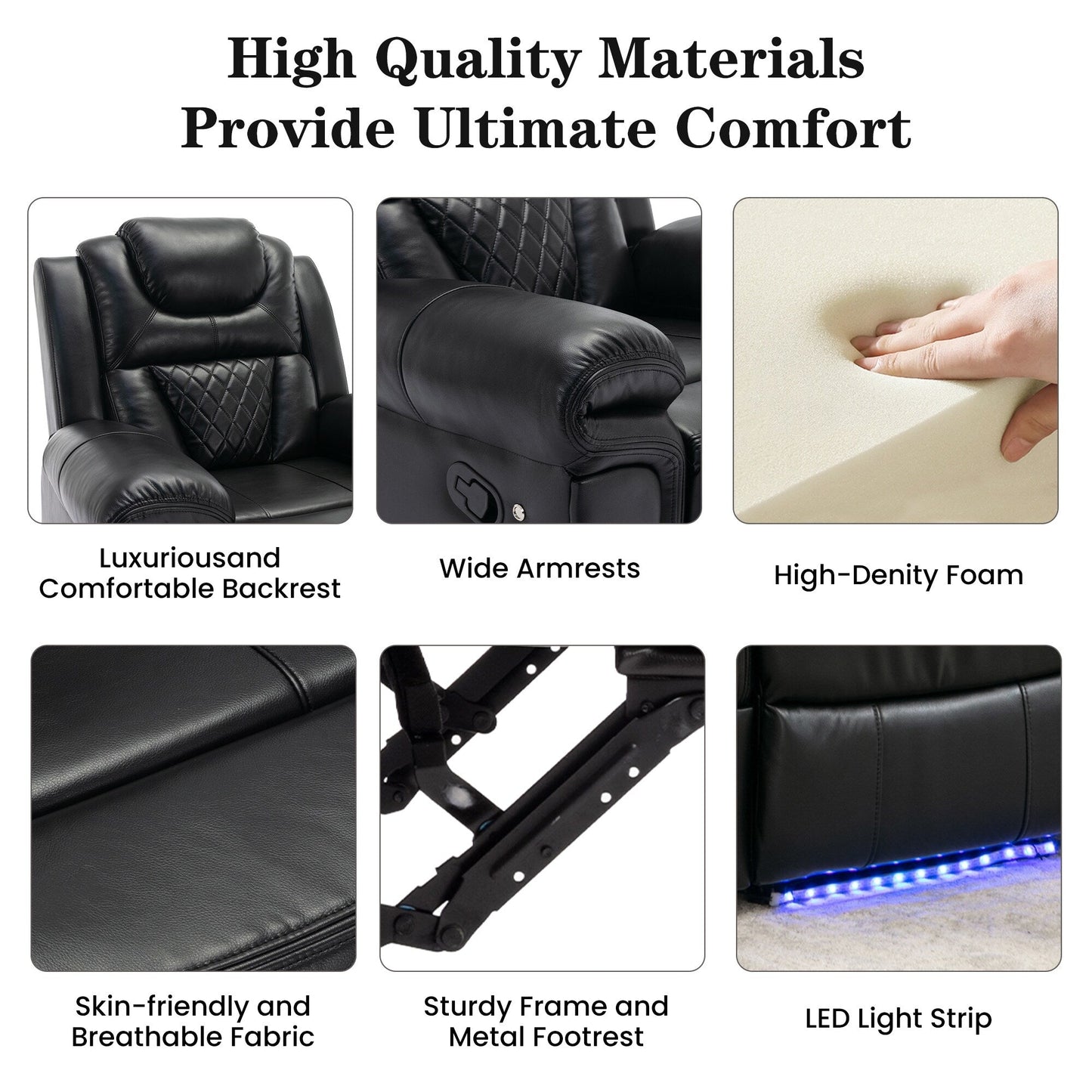 Fauteuil inclinable manuel pour cinéma maison avec rangement intégré.