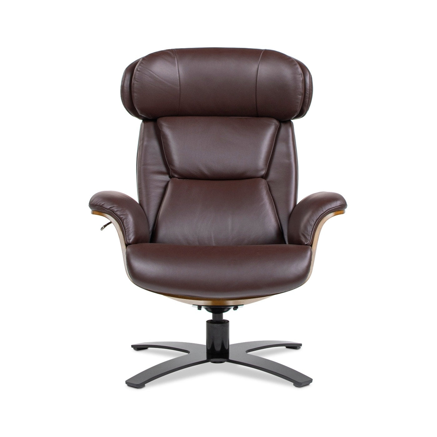 Fauteuil inclinable de salon Jovan en cuir véritable avec structure en bois incurvé de 31,5 pouces