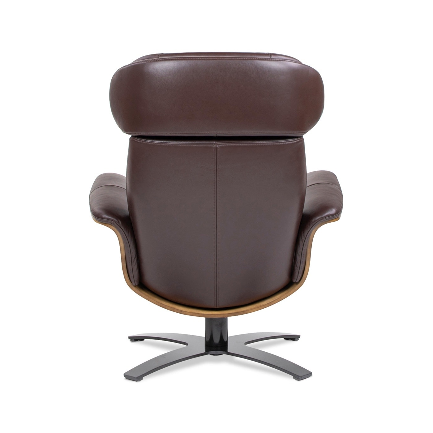 Fauteuil inclinable de salon Jovan en cuir véritable avec structure en bois incurvé de 31,5 pouces
