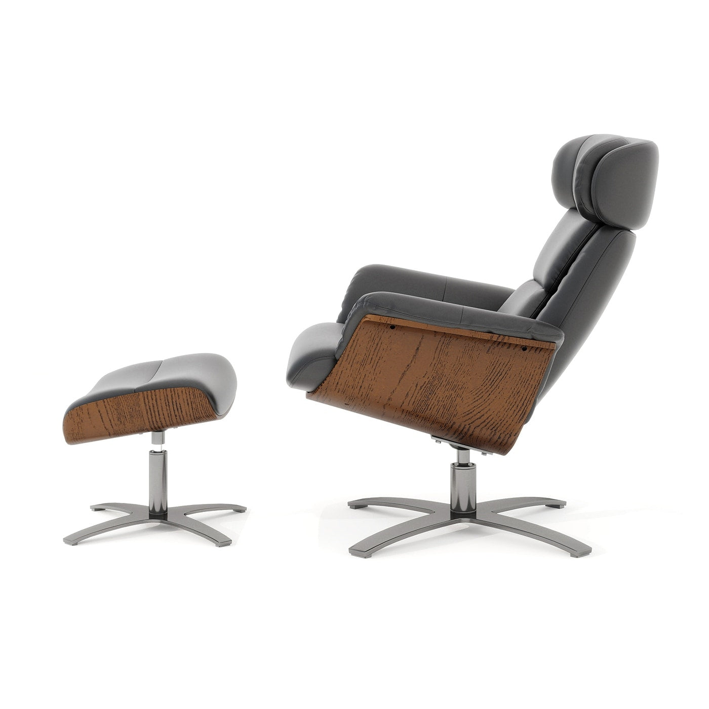 Fauteuil inclinable et repose-pieds Jovan en cuir véritable de 31,5 pouces