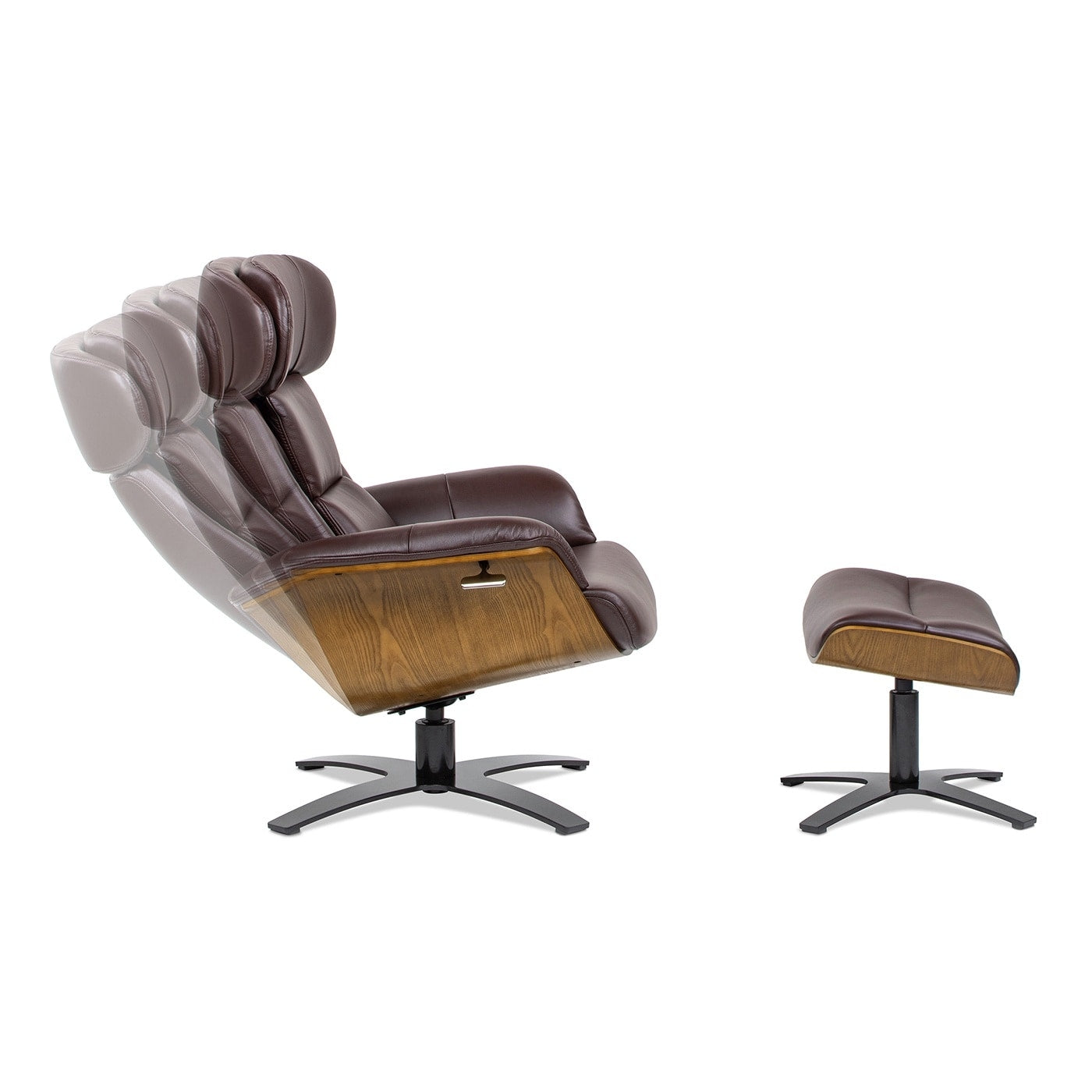 Fauteuil inclinable et repose-pieds Jovan en cuir véritable de 31,5 pouces