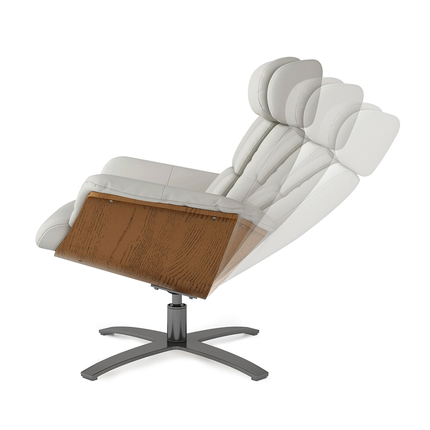 Fauteuil inclinable de salon Jovan en cuir véritable avec structure en bois incurvé de 31,5 pouces