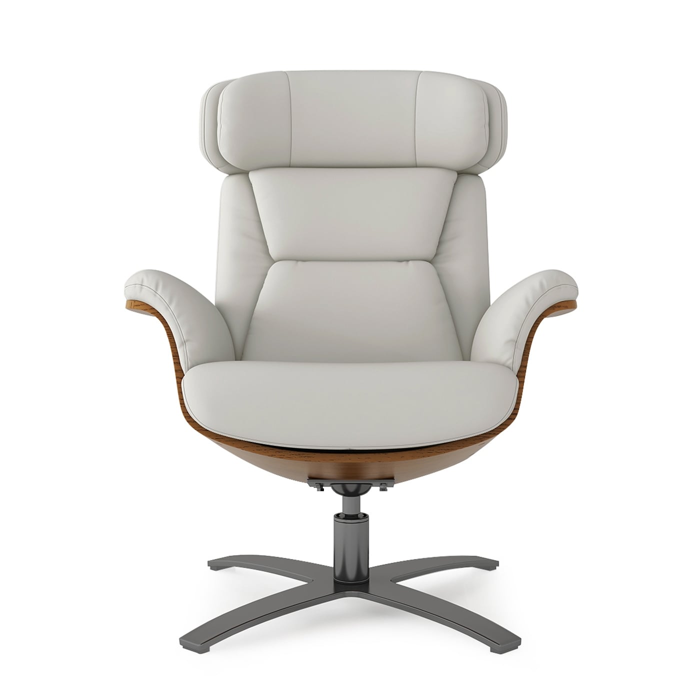 Fauteuil inclinable de salon Jovan en cuir véritable avec structure en bois incurvé de 31,5 pouces