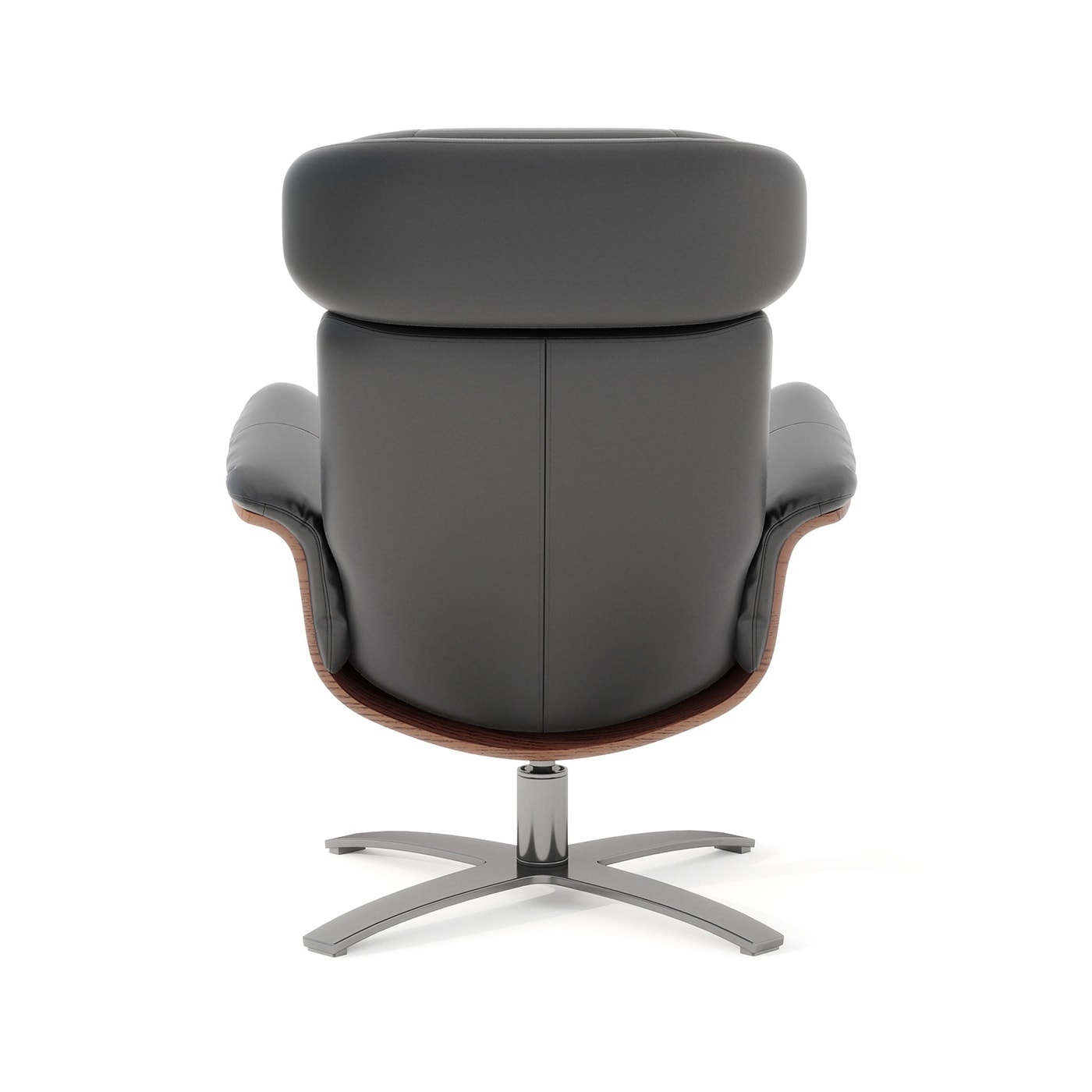 Fauteuil inclinable de salon Jovan en cuir véritable avec structure en bois incurvé de 31,5 pouces