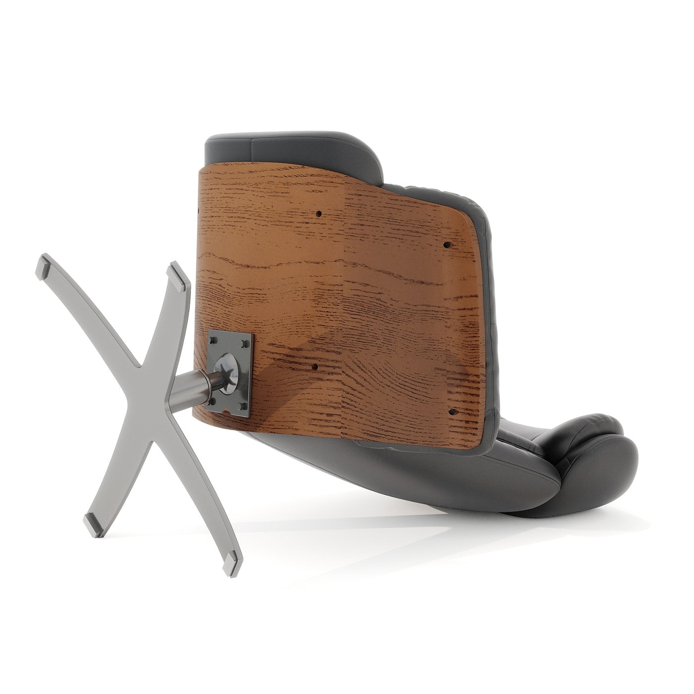 Fauteuil inclinable de salon Jovan en cuir véritable avec structure en bois incurvé de 31,5 pouces