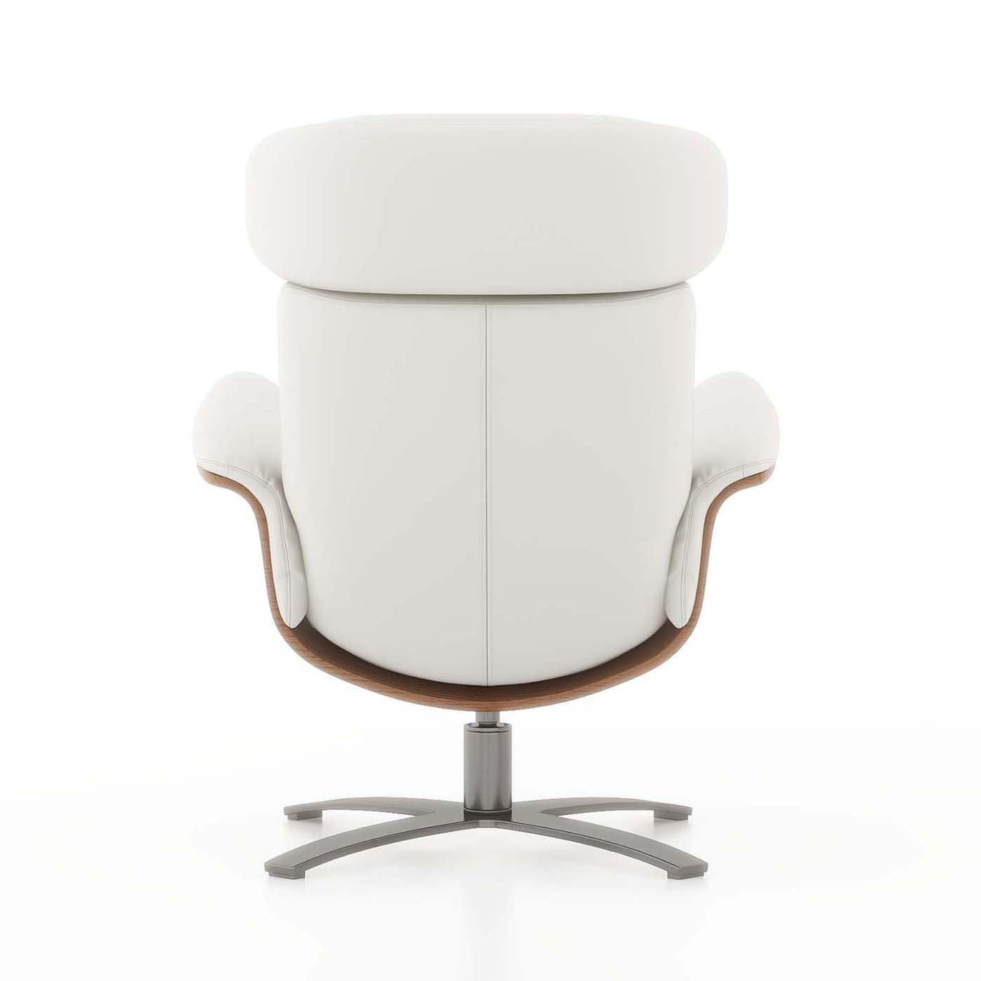 Fauteuil inclinable de salon Jovan en cuir véritable avec structure en bois incurvé de 31,5 pouces