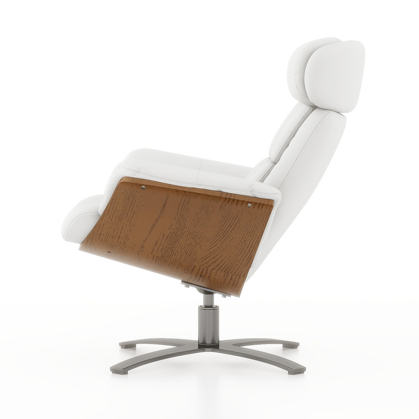 Fauteuil inclinable de salon Jovan en cuir véritable avec structure en bois incurvé de 31,5 pouces