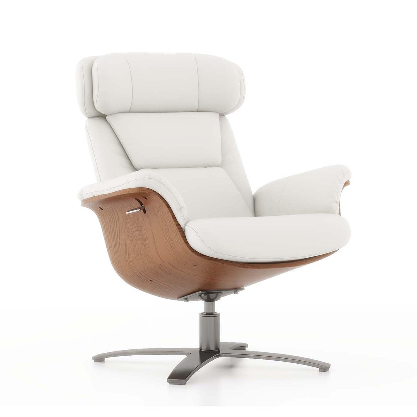 Fauteuil inclinable de salon Jovan en cuir véritable avec structure en bois incurvé de 31,5 pouces