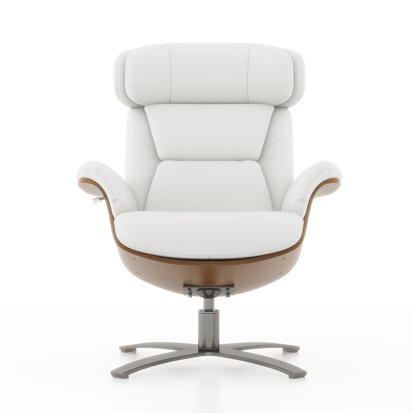 Fauteuil inclinable de salon Jovan en cuir véritable avec structure en bois incurvé de 31,5 pouces