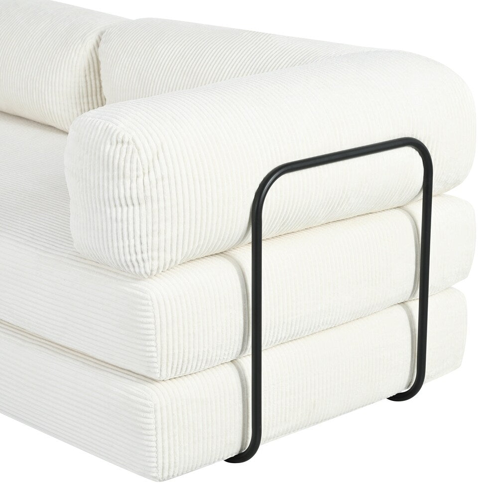 Canapé-lit modulable en forme de L en tissu cordou