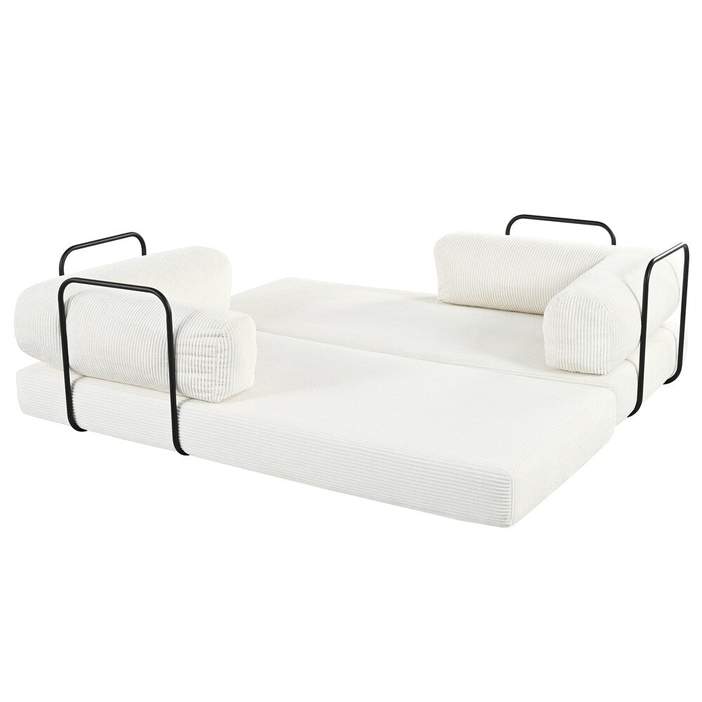 Canapé-lit modulable en forme de L en tissu cordou