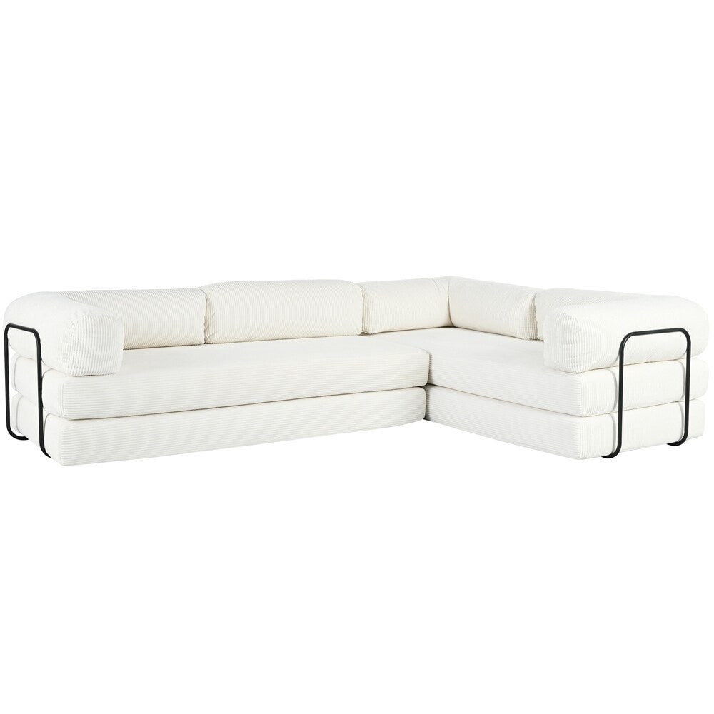 Canapé-lit modulable en forme de L en tissu cordou