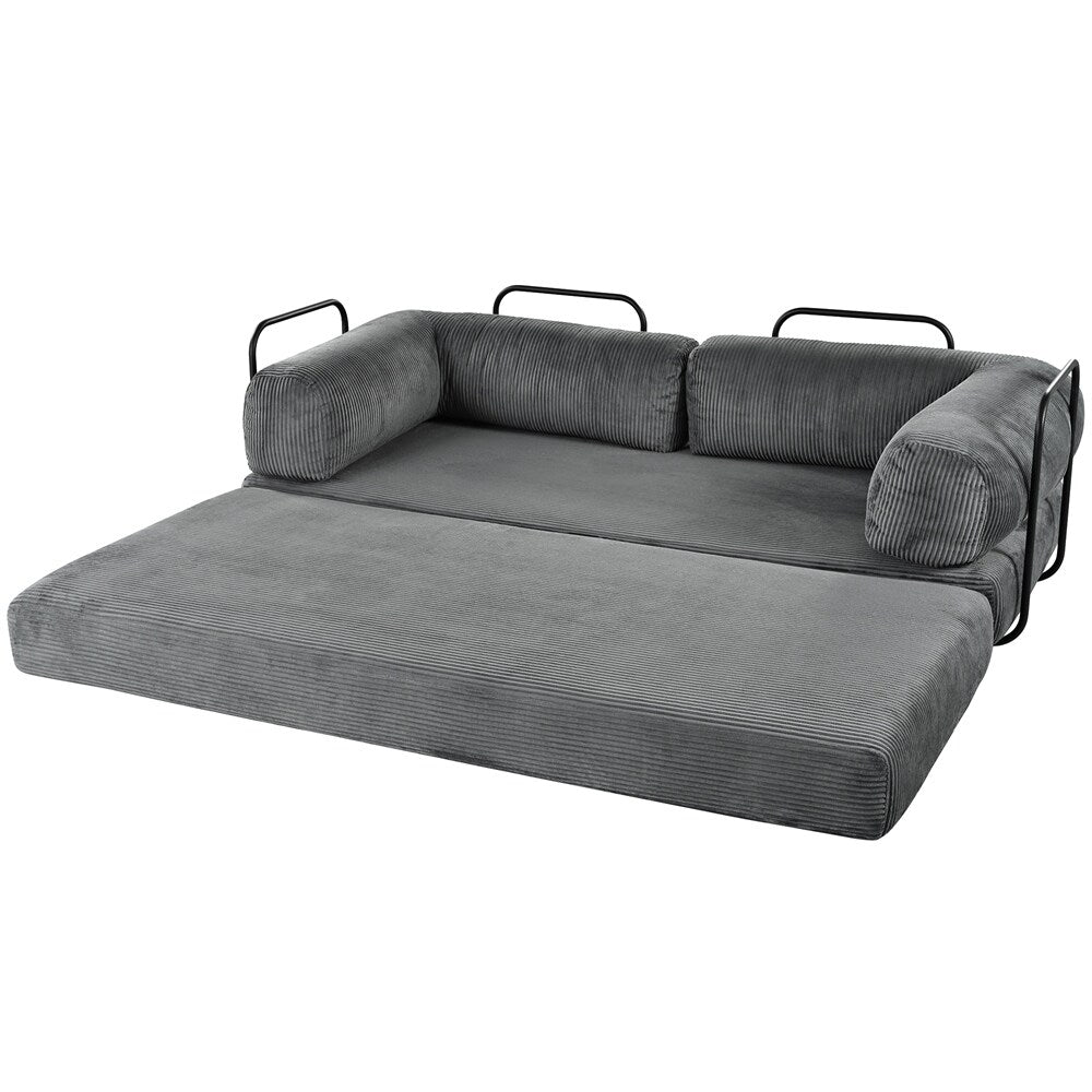 Canapé-lit modulable en forme de L en tissu cordou