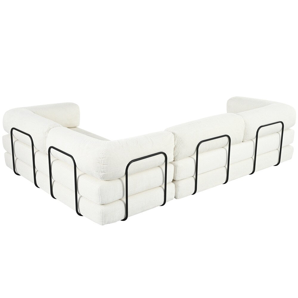 Canapé-lit modulable en forme de L en tissu cordou