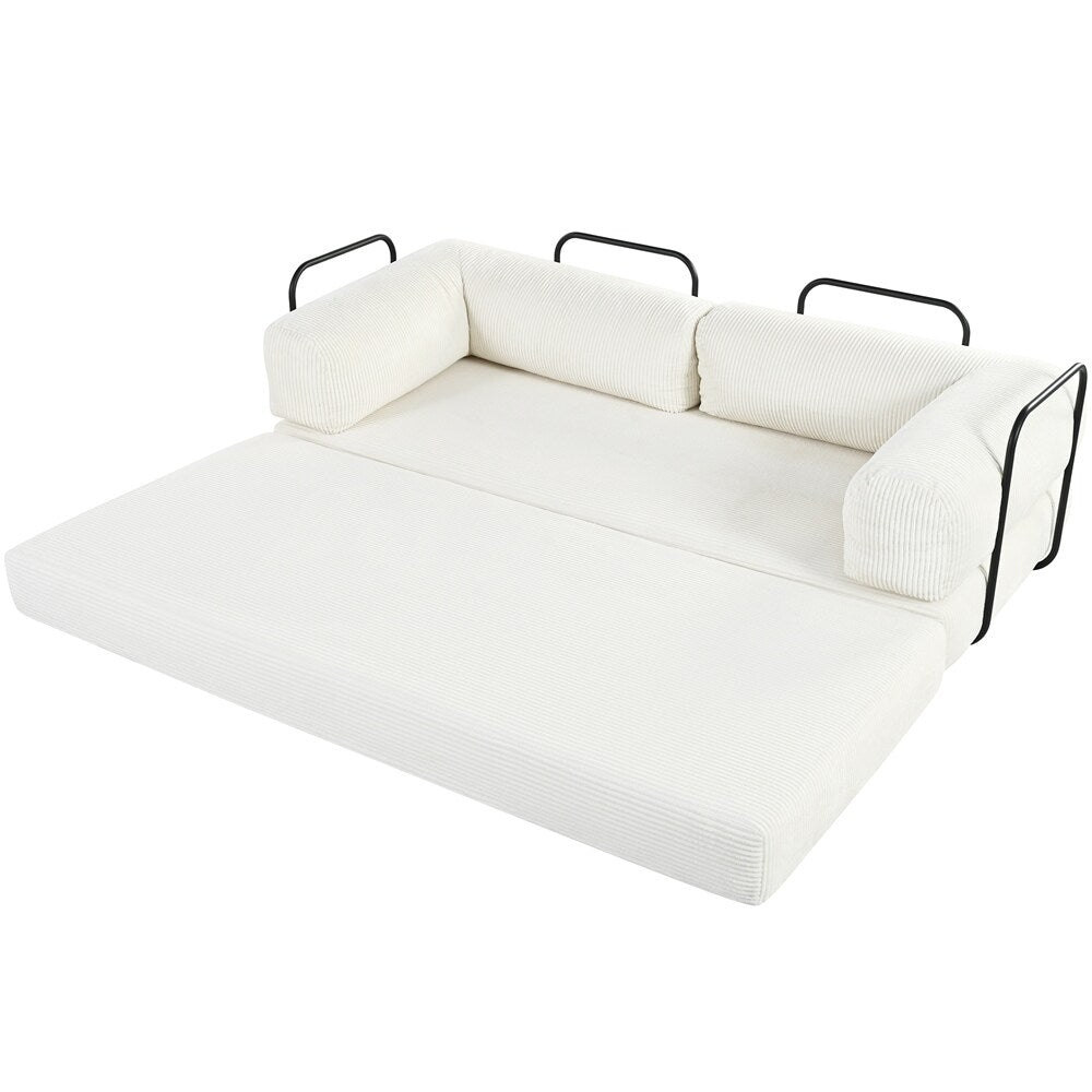 Canapé-lit modulable en forme de L en tissu cordou