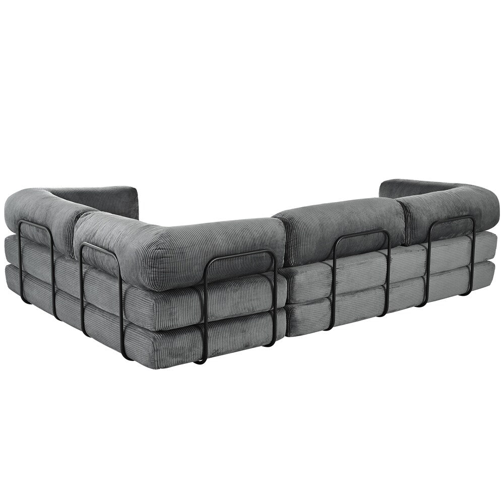 Canapé-lit modulable en forme de L en tissu cordou