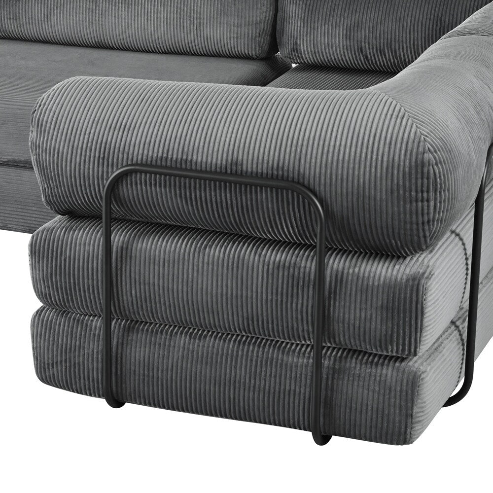 Canapé-lit modulable en forme de L en tissu cordou