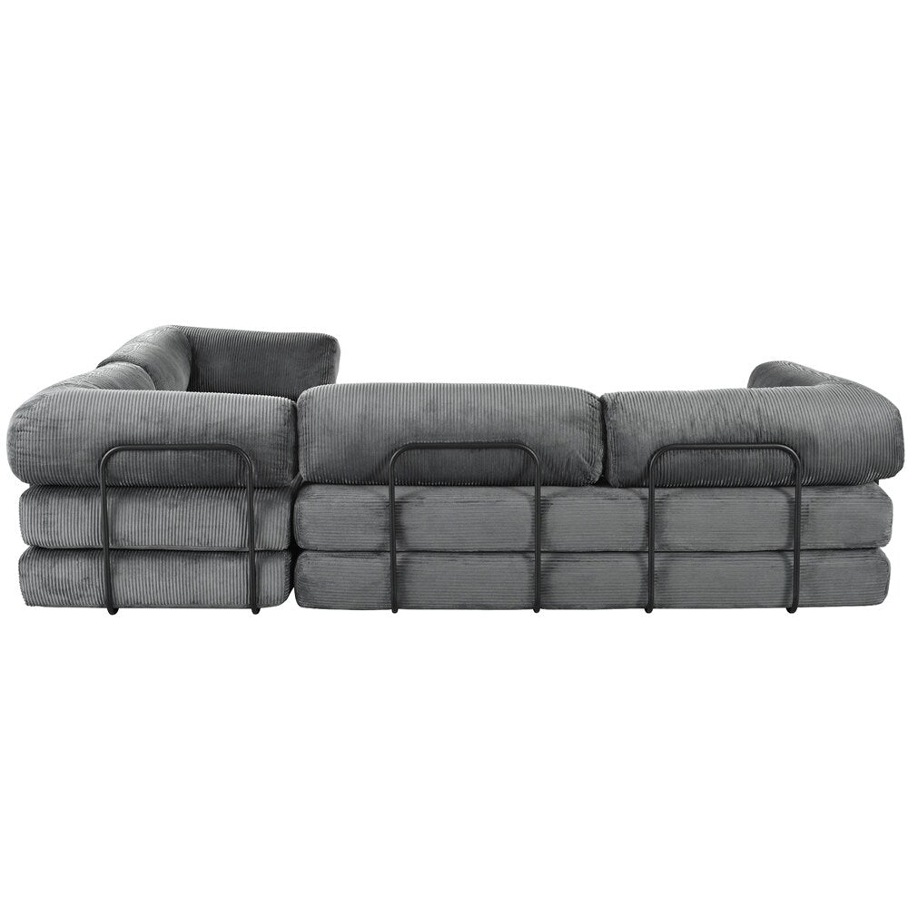 Canapé-lit modulable en forme de L en tissu cordou