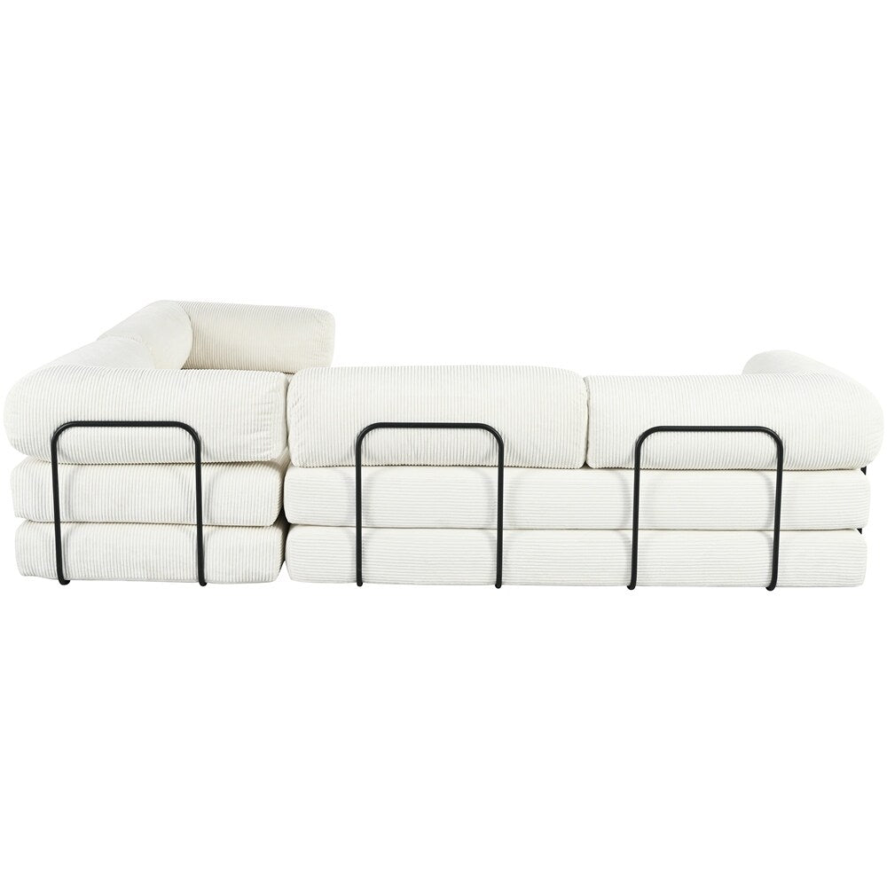 Canapé-lit modulable en forme de L en tissu cordou