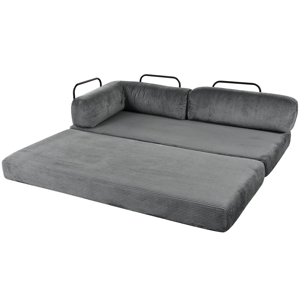 Canapé-lit modulable en forme de L en tissu cordou
