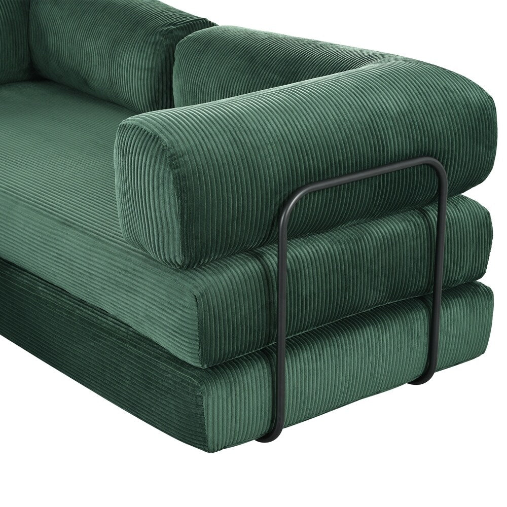 Canapé-lit modulable en forme de L en tissu cordou