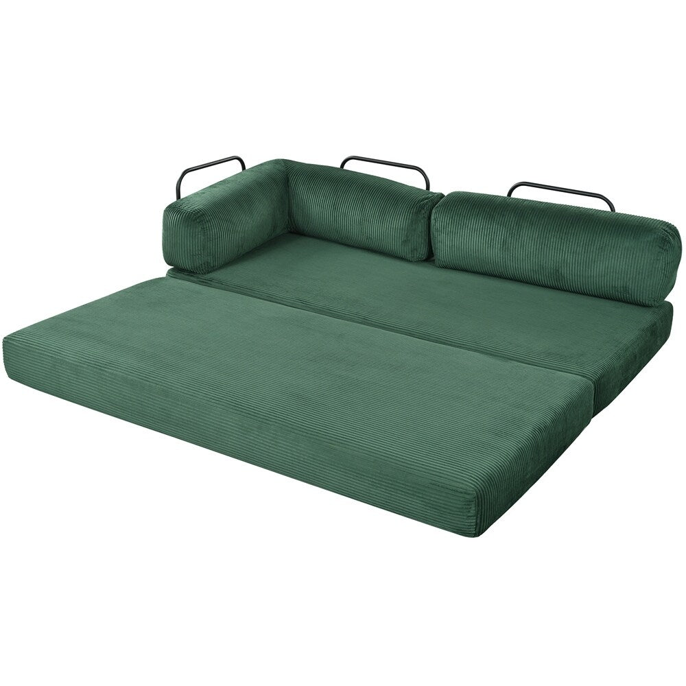 Canapé-lit modulable en forme de L en tissu cordou