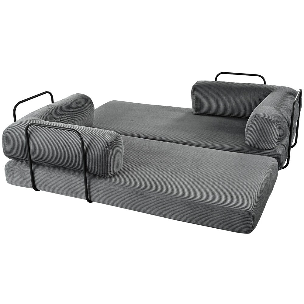 Canapé-lit modulable en forme de L en tissu cordou