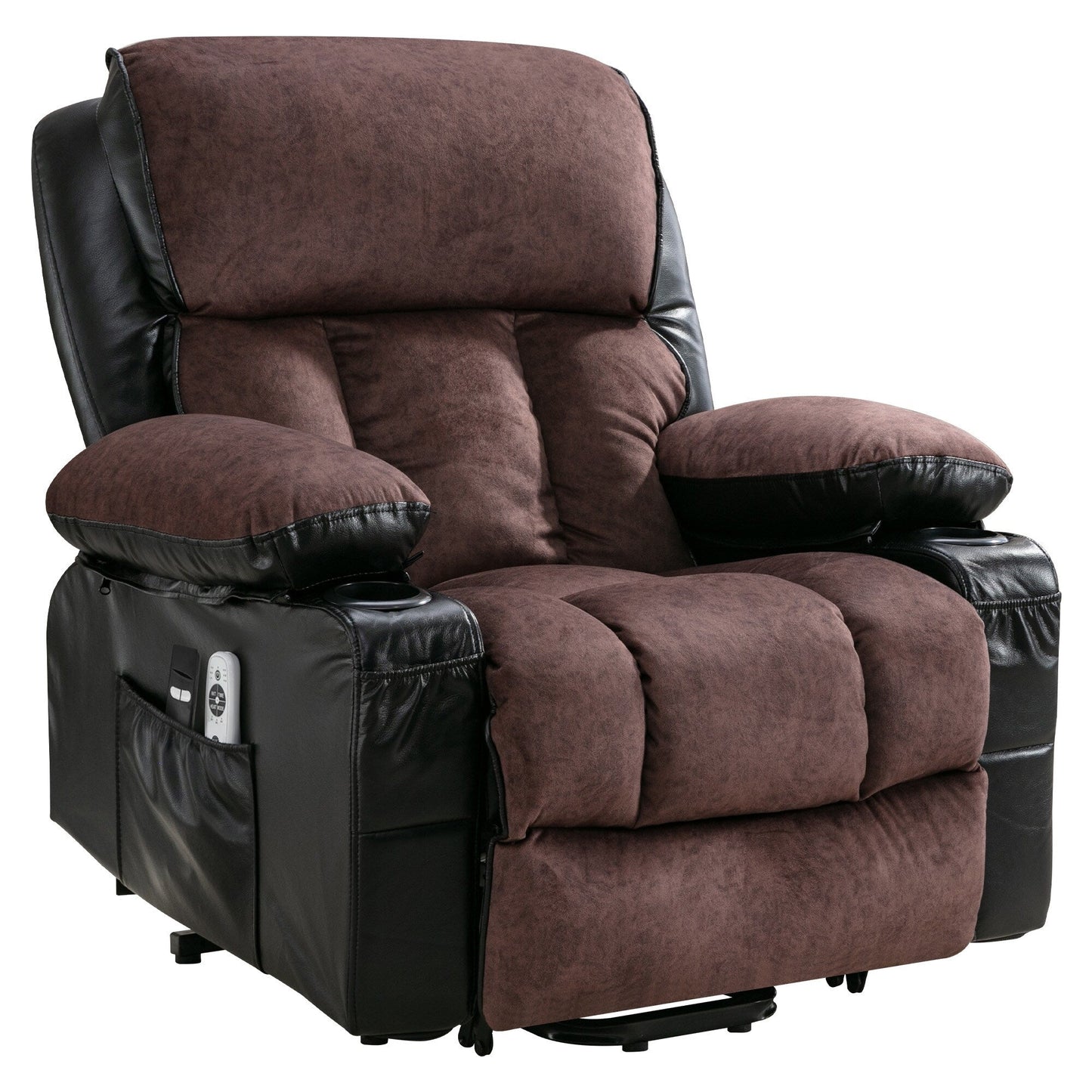 Grand fauteuil inclinable à levage électrique avec fonction chauffante et massage à 8 points - Télécommande, port USB