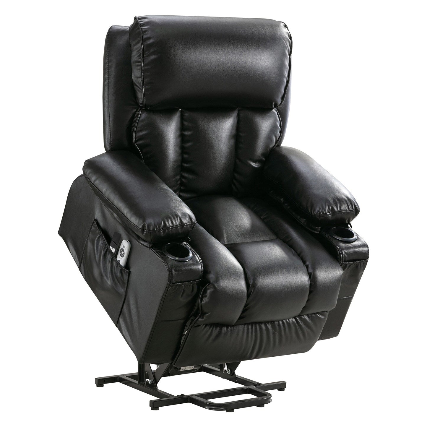 Grand fauteuil inclinable à levage électrique avec fonction chauffante et massage à 8 points - Télécommande, port USB