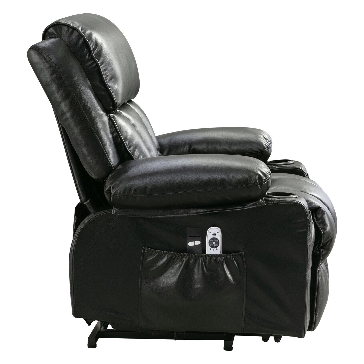 Grand fauteuil inclinable à levage électrique avec fonction chauffante et massage à 8 points - Télécommande, port USB