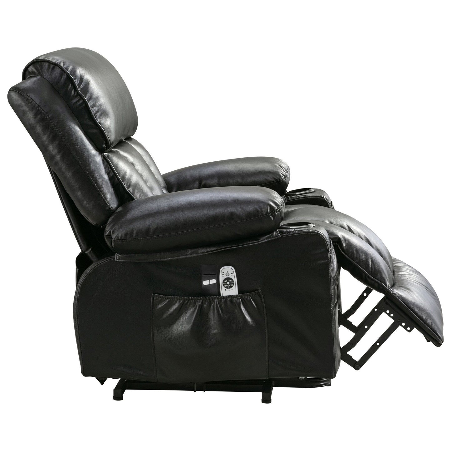 Grand fauteuil inclinable à levage électrique avec fonction chauffante et massage à 8 points - Télécommande, port USB
