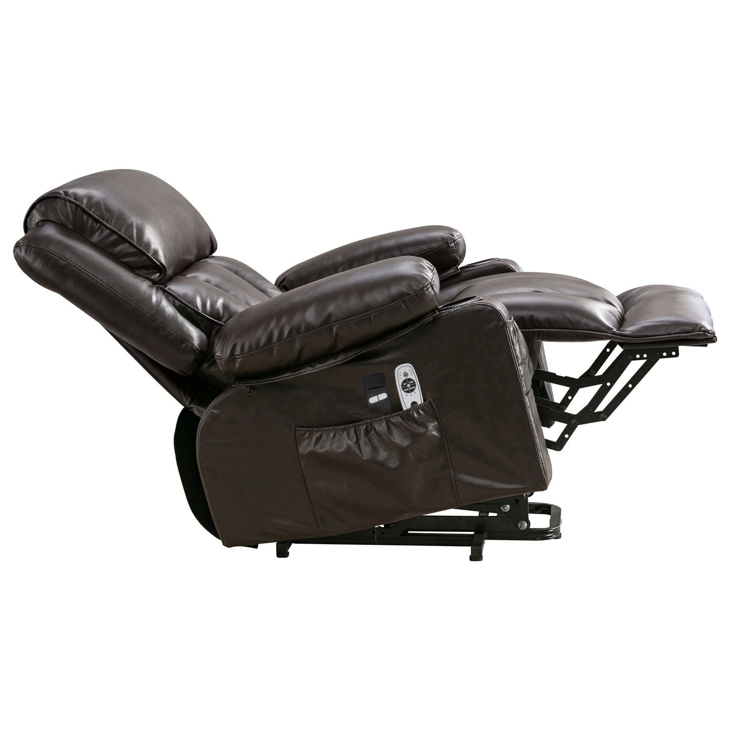 Grand fauteuil inclinable à levage électrique avec fonction chauffante et massage à 8 points - Télécommande, port USB