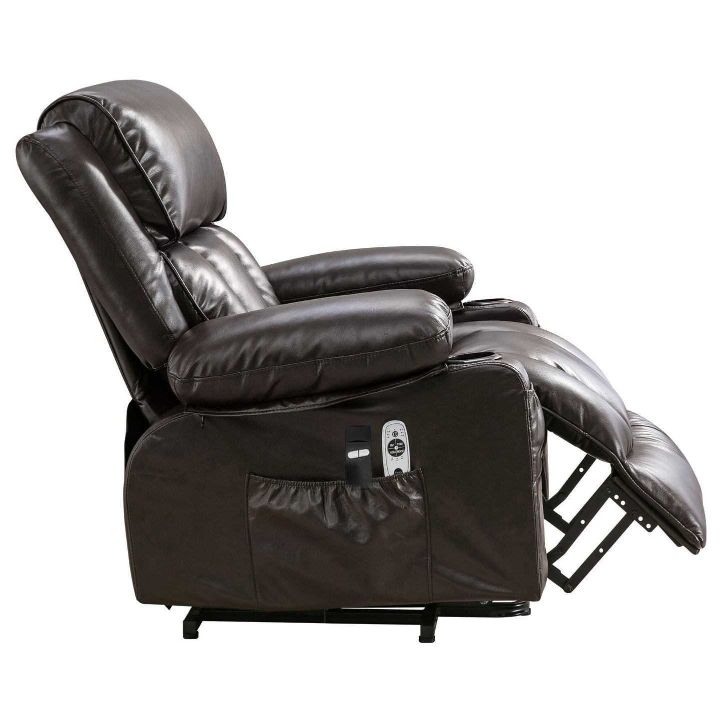 Grand fauteuil inclinable à levage électrique avec fonction chauffante et massage à 8 points - Télécommande, port USB