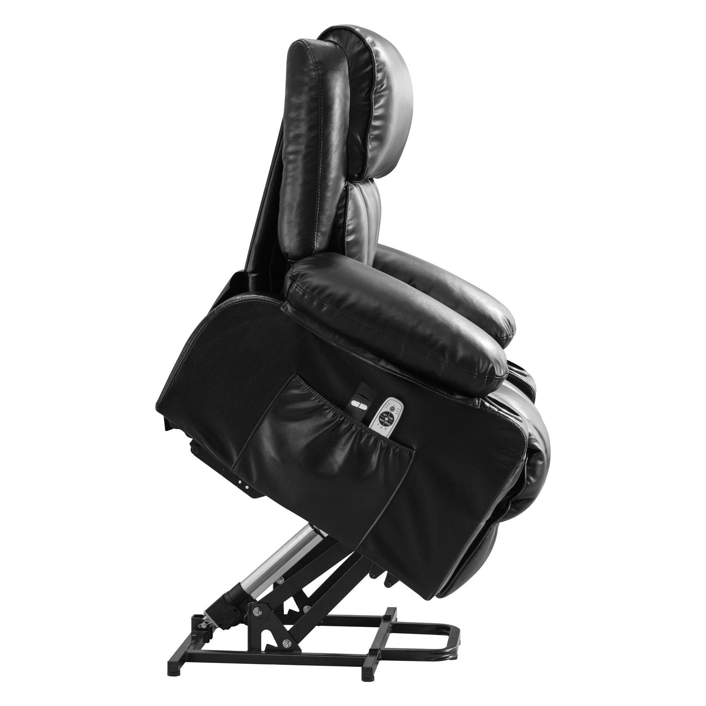 Grand fauteuil inclinable à levage électrique avec fonction chauffante et massage à 8 points - Télécommande, port USB