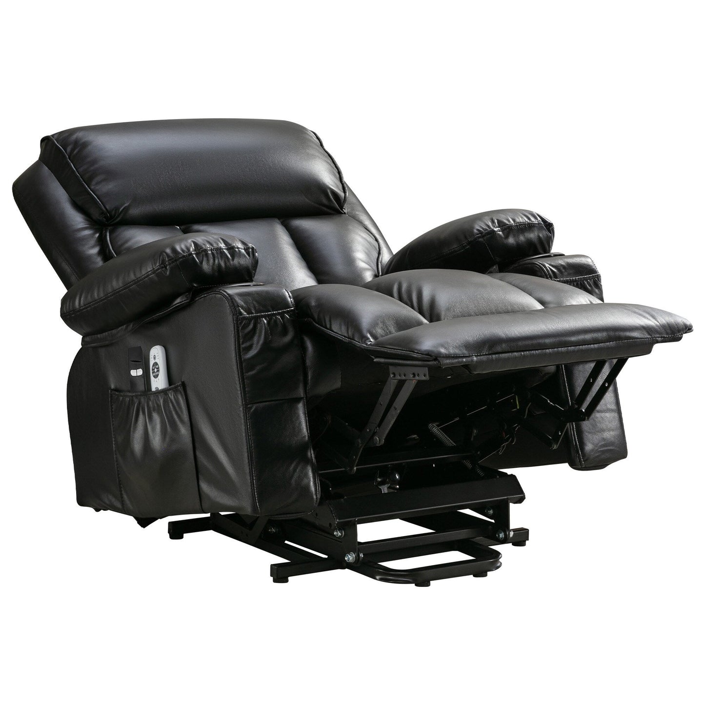Grand fauteuil inclinable à levage électrique avec fonction chauffante et massage à 8 points - Télécommande, port USB