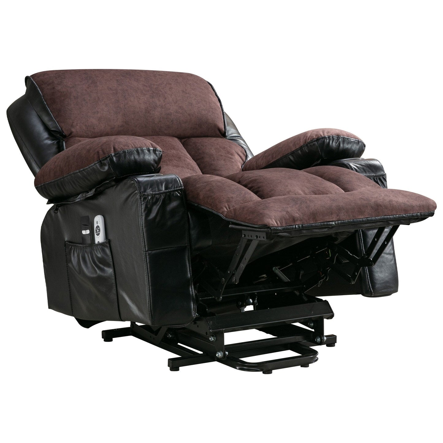 Grand fauteuil inclinable à levage électrique avec fonction chauffante et massage à 8 points - Télécommande, port USB