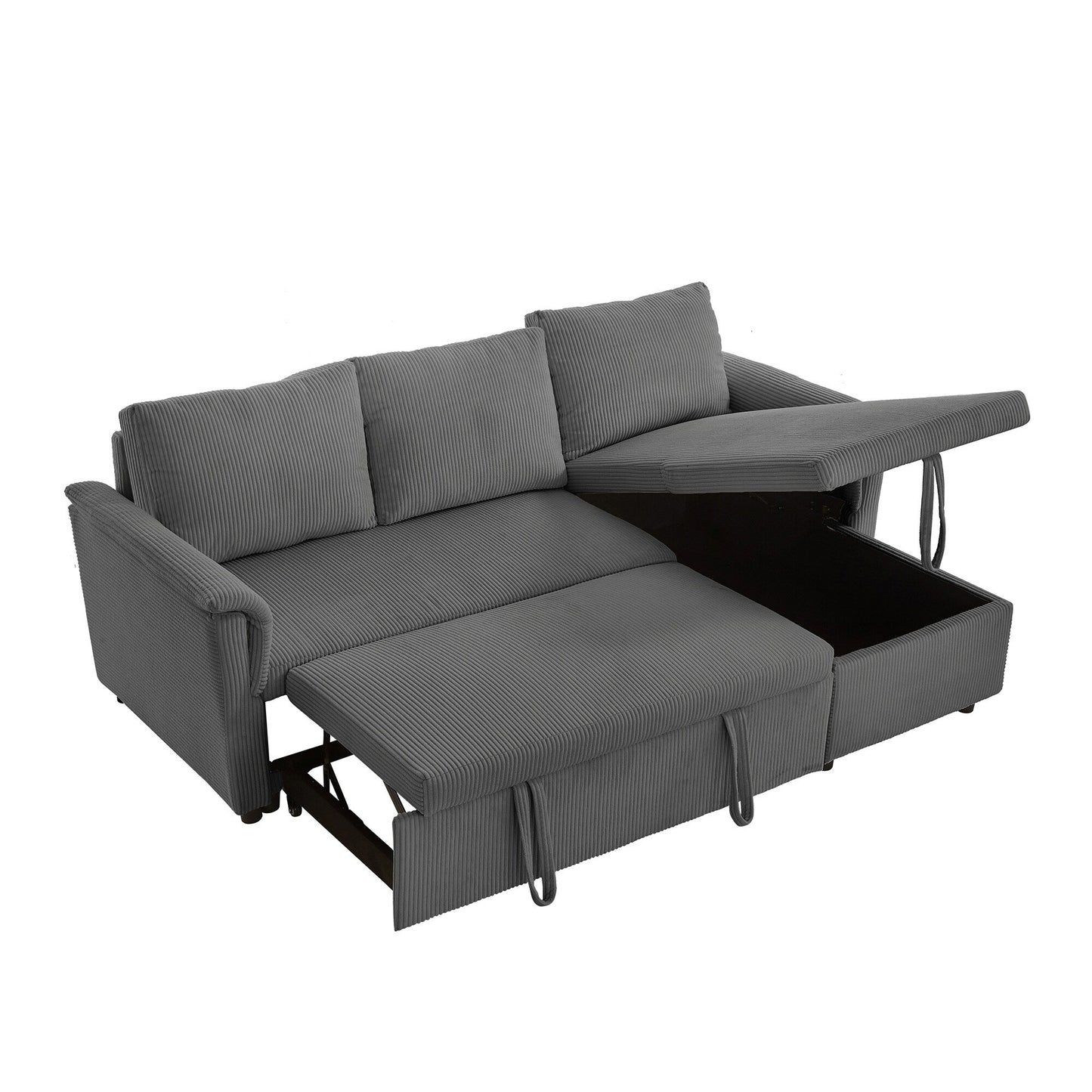 Canapé 2 places avec méridienne, canapé modulable convertible en forme de L avec rangement.
