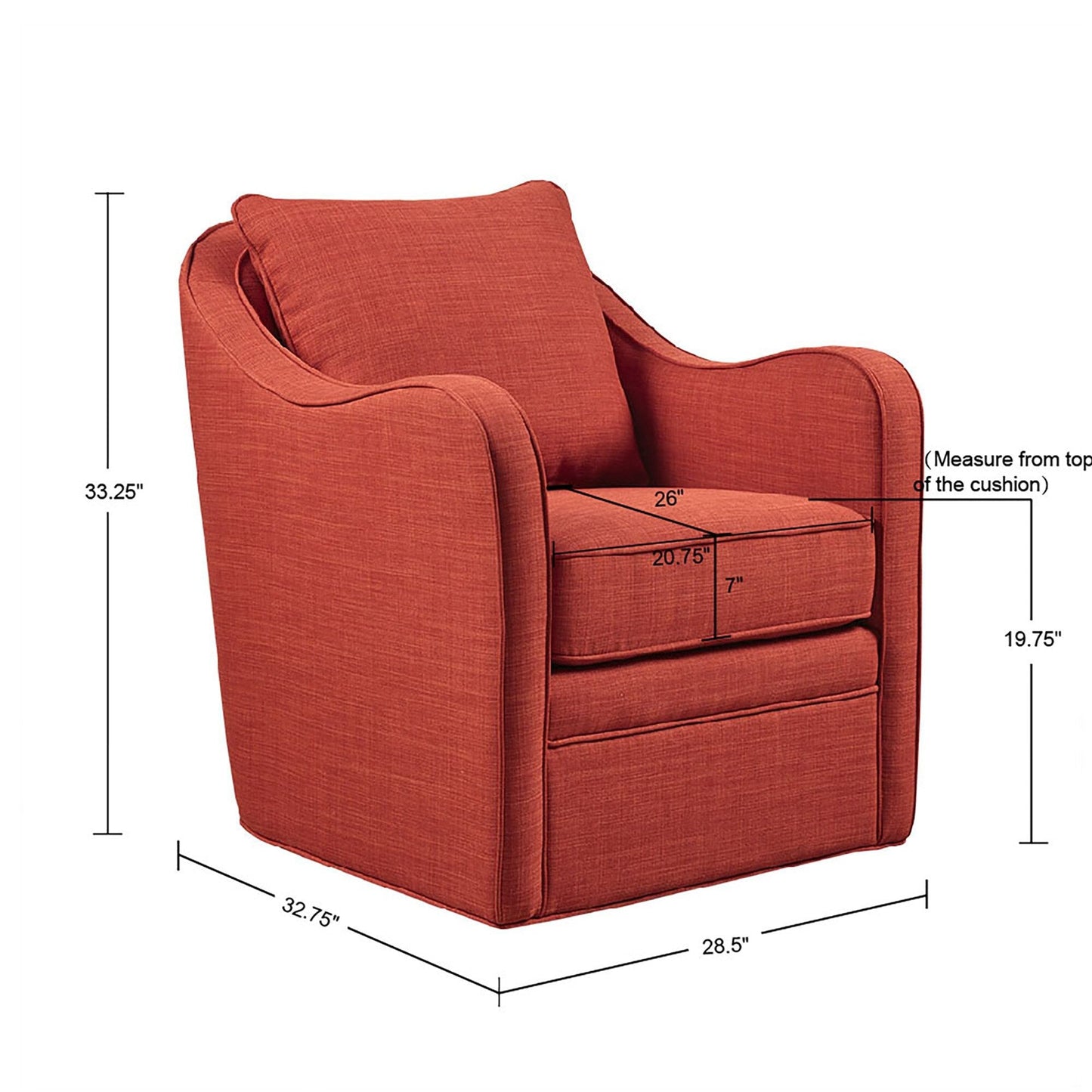 Fauteuil pivotant à accoudoirs incurvés et recouvert de tissu Madison Park Betty