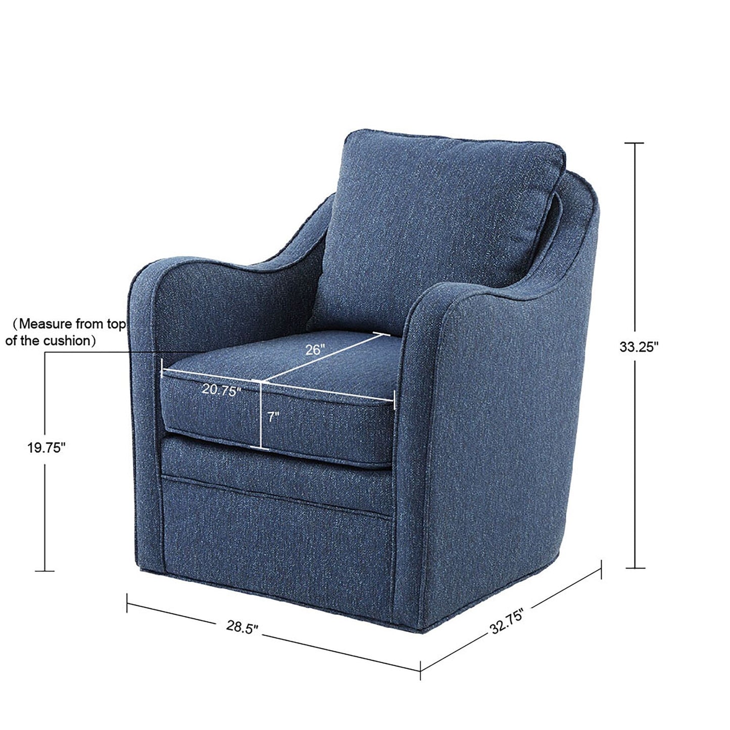 Fauteuil pivotant à accoudoirs incurvés et recouvert de tissu Madison Park Betty