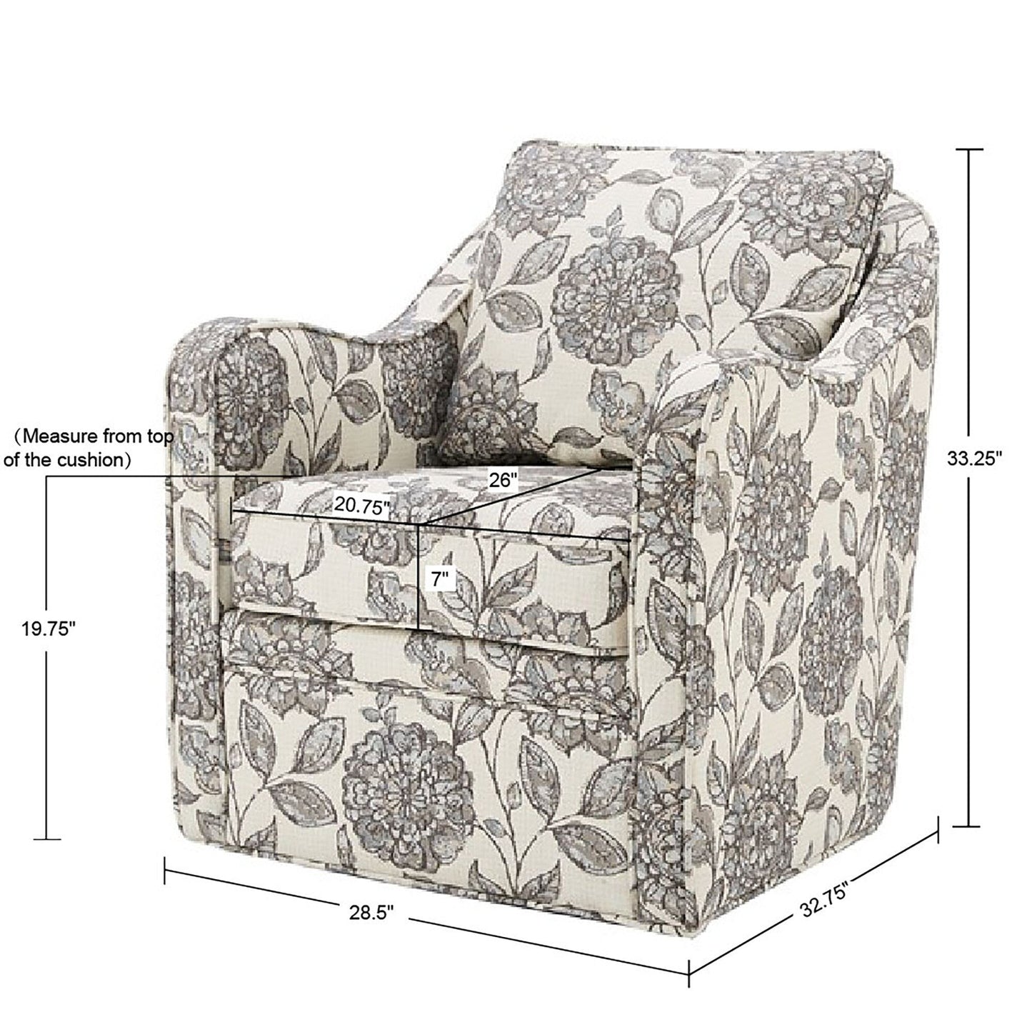 Fauteuil pivotant à accoudoirs incurvés et recouvert de tissu Madison Park Betty