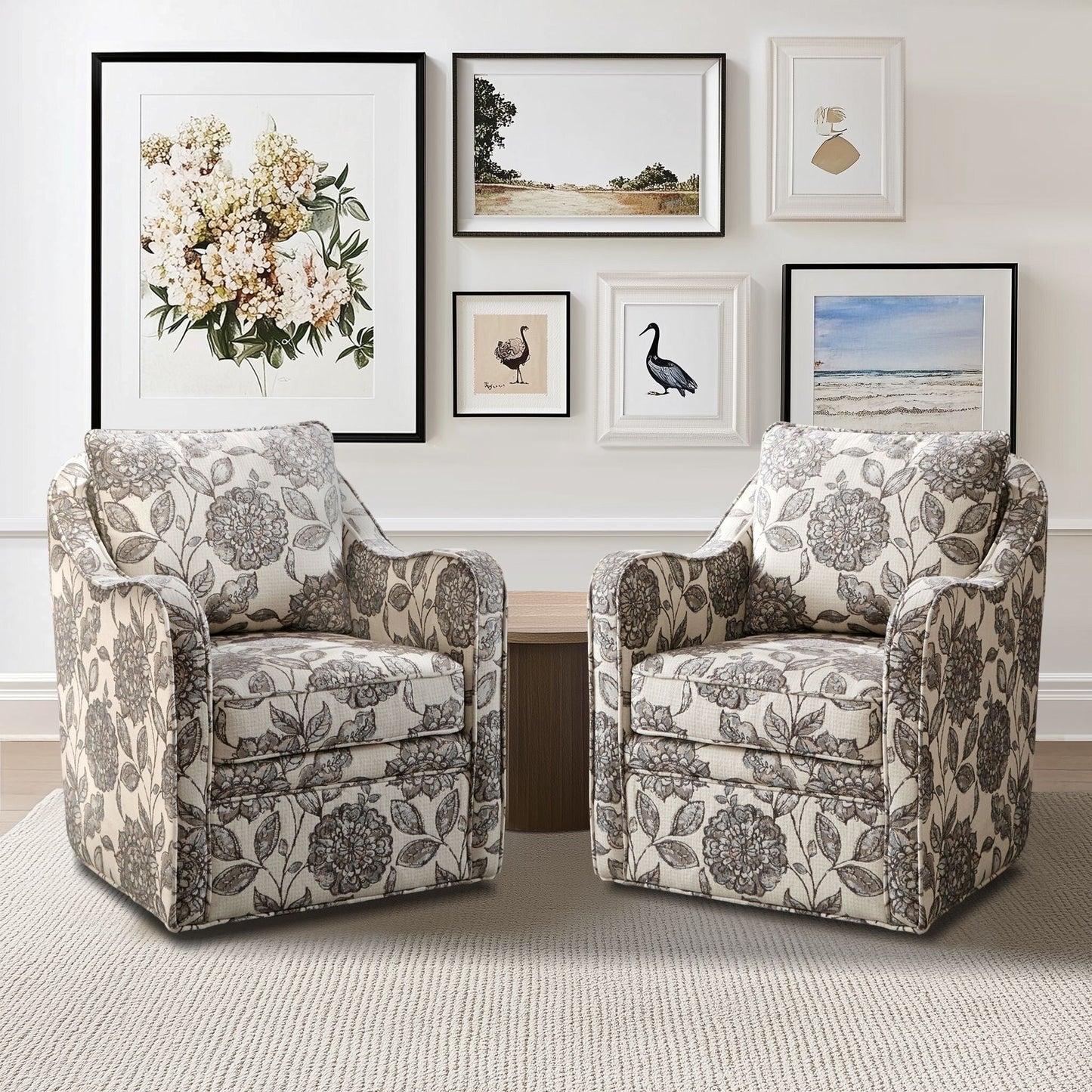 Fauteuil pivotant à accoudoirs incurvés et recouvert de tissu Madison Park Betty