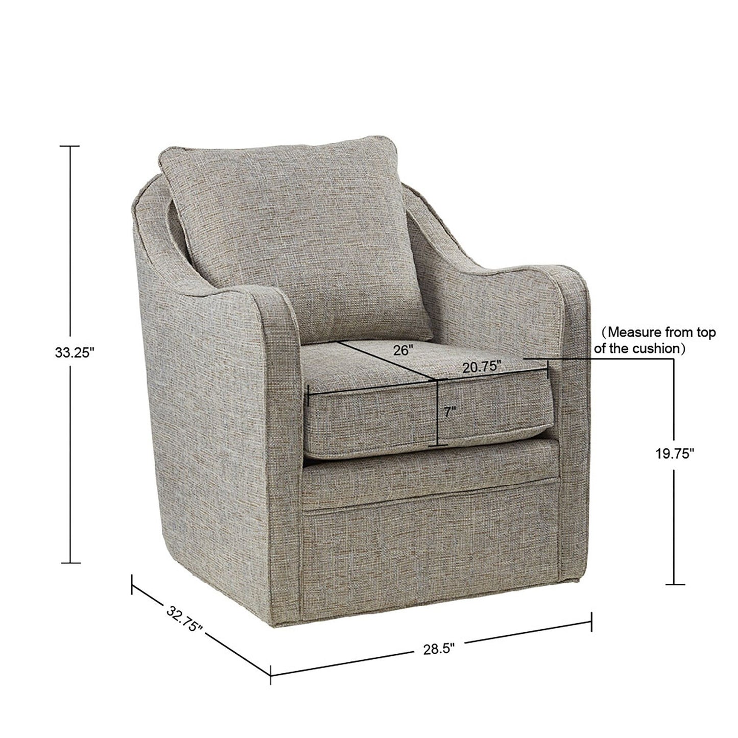 Fauteuil pivotant à accoudoirs incurvés et recouvert de tissu Madison Park Betty