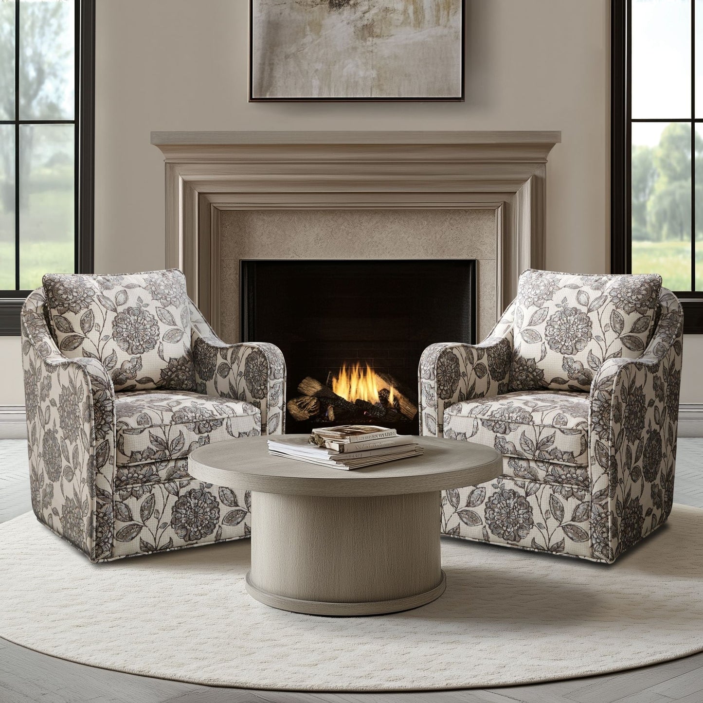 Fauteuil pivotant à accoudoirs incurvés et recouvert de tissu Madison Park Betty
