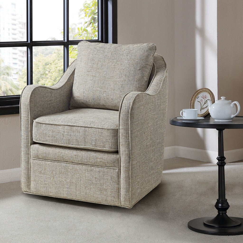 Fauteuil pivotant à accoudoirs incurvés et recouvert de tissu Madison Park Betty