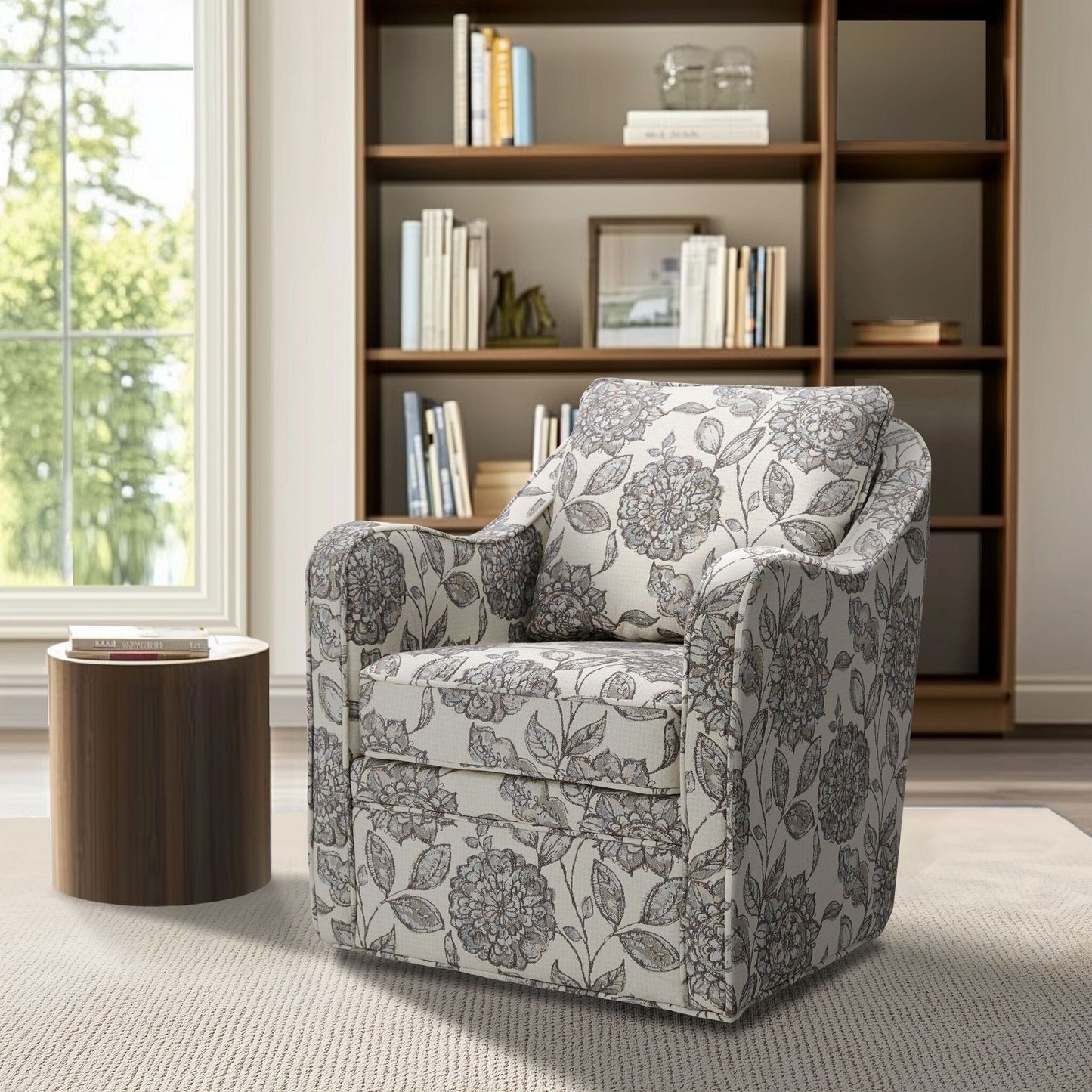 Fauteuil pivotant à accoudoirs incurvés et recouvert de tissu Madison Park Betty