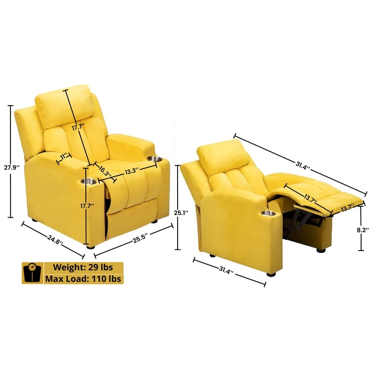 Magic Seats pour super-héros et princesses, siège reclinable super luxueux pour enfants avec repose-pieds, repose-tête et 2 porte-gobelets.